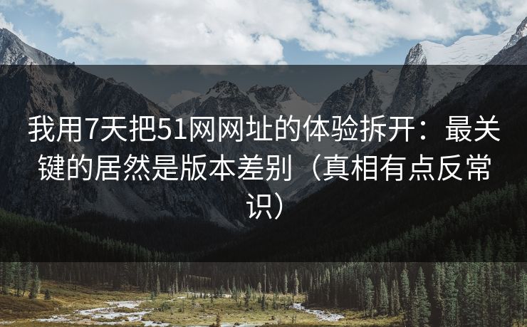 我用7天把51网网址的体验拆开：最关键的居然是版本差别（真相有点反常识）